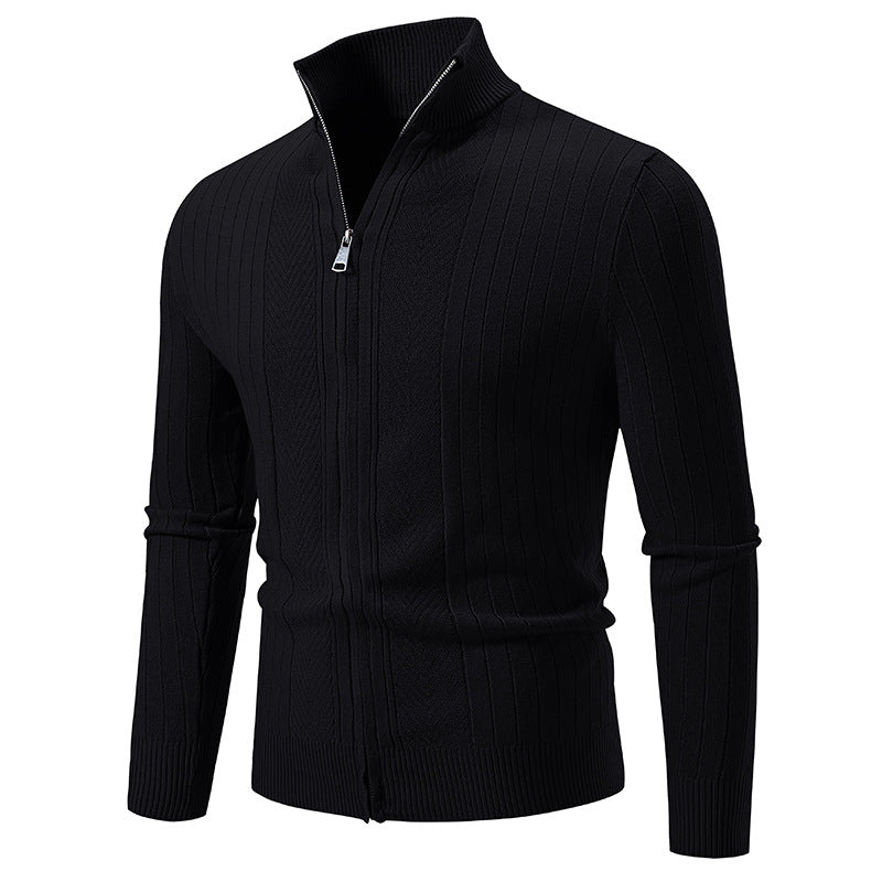 Men's cardigan with modern zip and fine ribbed texture Lisslune