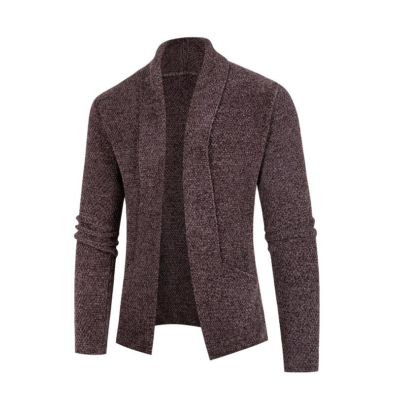 Men's cardigan with modern shawl collar and fine textured pattern Lisslune