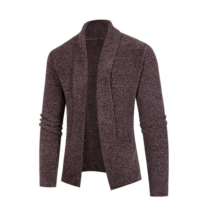 Men's cardigan with modern shawl collar and fine textured pattern Lisslune