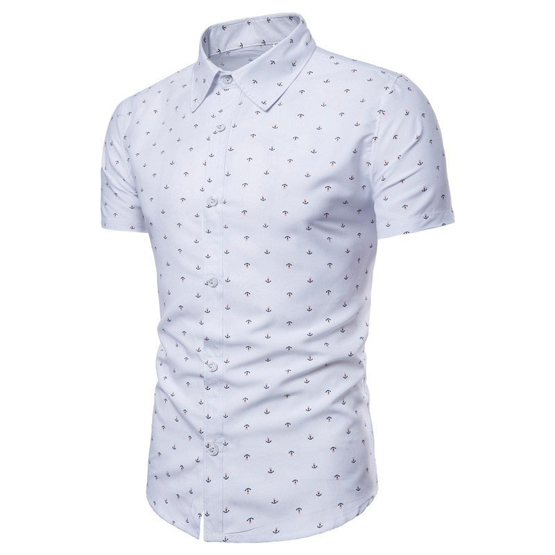 Men's short-sleeve shirt with maritime anchor design and slim fit cut Lisslune