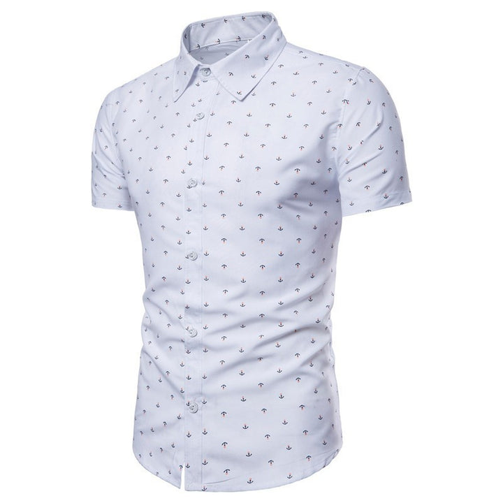 Men's short-sleeve shirt with maritime anchor design and slim fit cut Lisslune