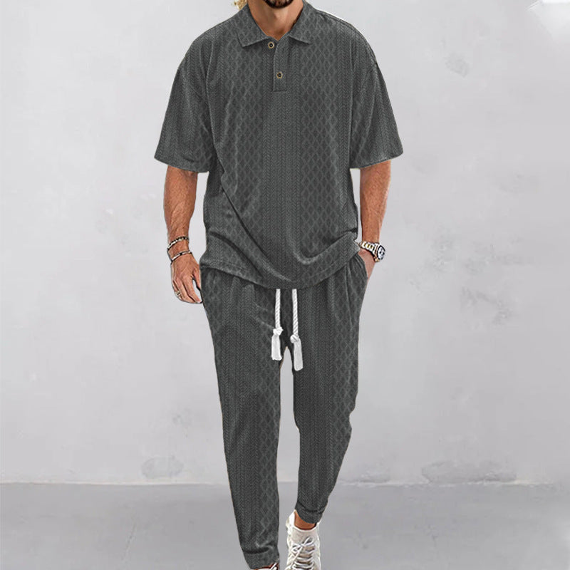 Men's Sporty Leisure Set with Structured Surface Lisslune