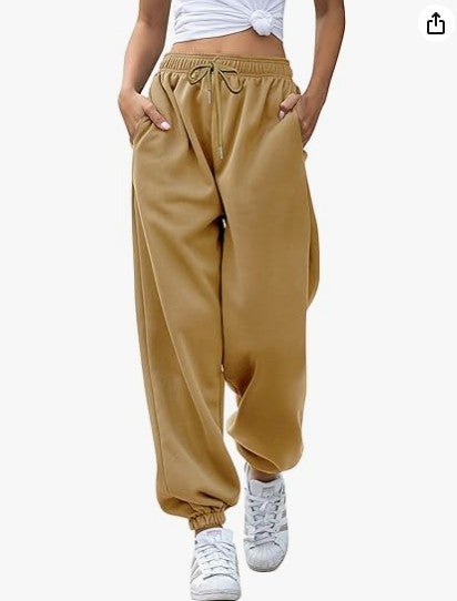 Women's casual sweatpants with high waistband and side zipper pockets Lisslune