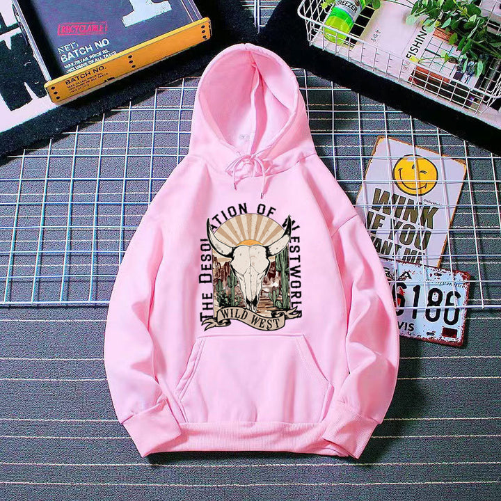 Ladies hoodie with nostalgic Wild West design Lisslune