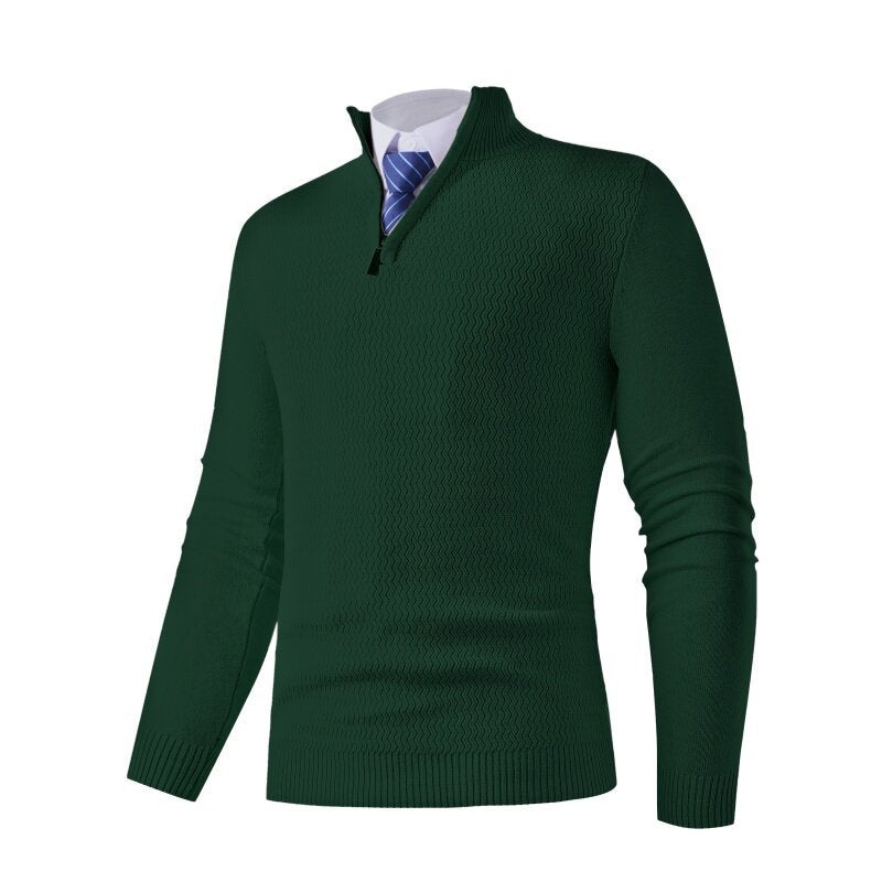 Men's knitted sweater with modern stand-up collar and textured design Lisslune