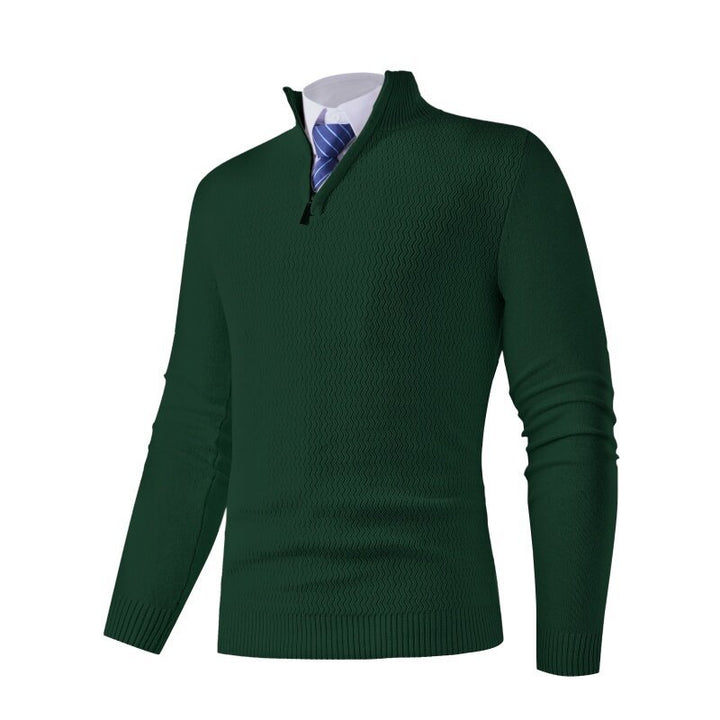Men's knitted sweater with modern stand-up collar and textured design Lisslune