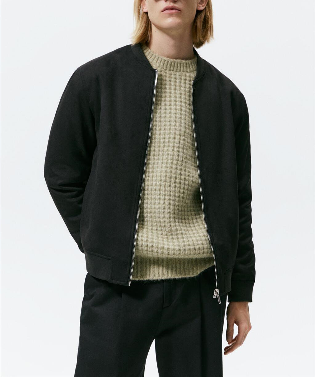 Men's Casual Elegant Sweat Jacket with Round Neck and Side Pockets Lisslune