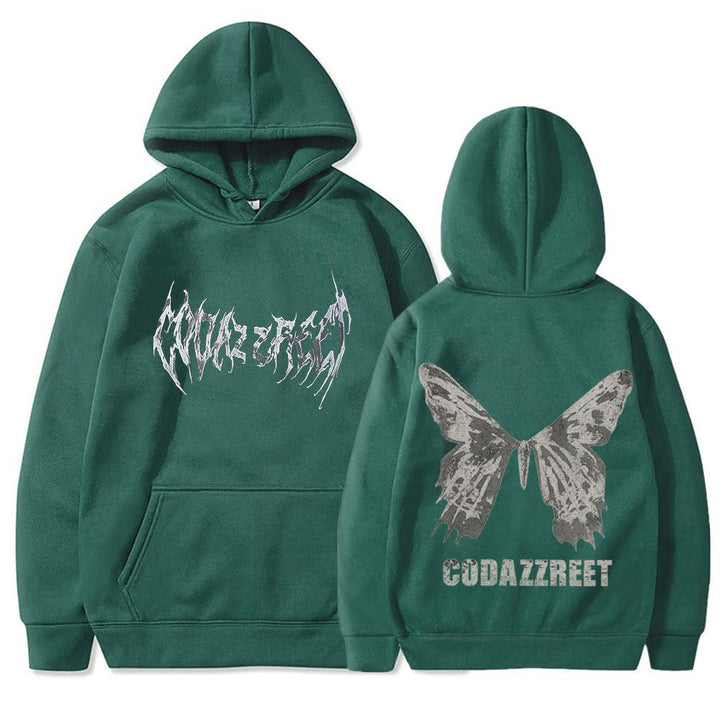 Women's hoodie with eye-catching butterfly design and artistic lettering Lisslune