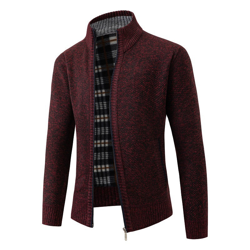 Men's elegant cardigan with high collar and practical zipper Lisslune