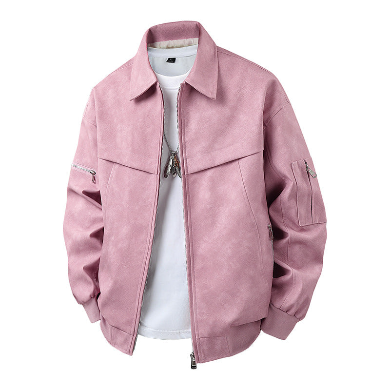 Men's synthetic leather jacket in a casual biker style with practical pockets Lisslune