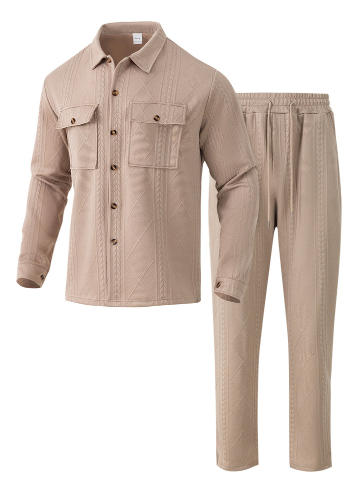 Men's stylish tracksuit with patterned top and elastic waistband Lisslune