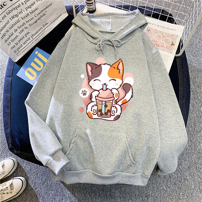 Women's hoodie with playful cat motifs Lisslune