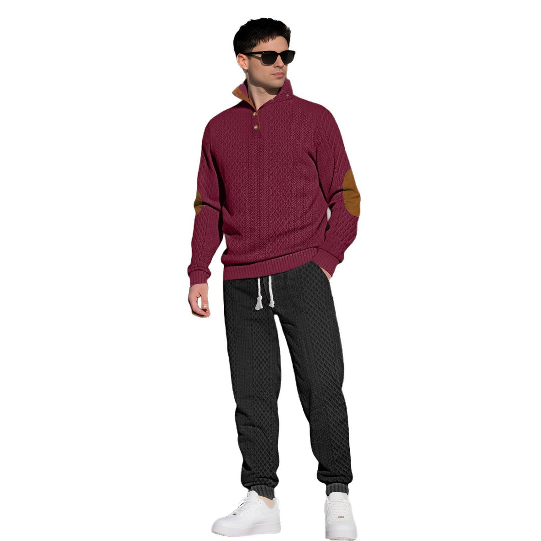 Men's Comfortable Knit Sweater with Stand-Up Collar and Trendy Buttons Lisslune