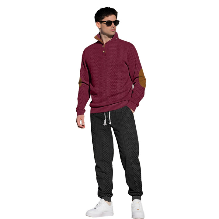 Men's Comfortable Knit Sweater with Stand-Up Collar and Trendy Buttons Lisslune