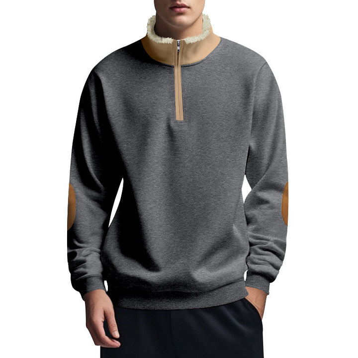 Men's fleece pullover with stand-up collar and contrast details Lisslune