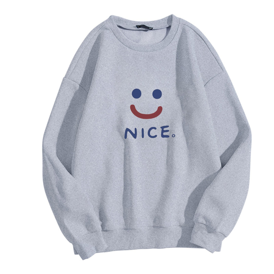 Women casual sweatshirt with cheerful smile motif Lisslune