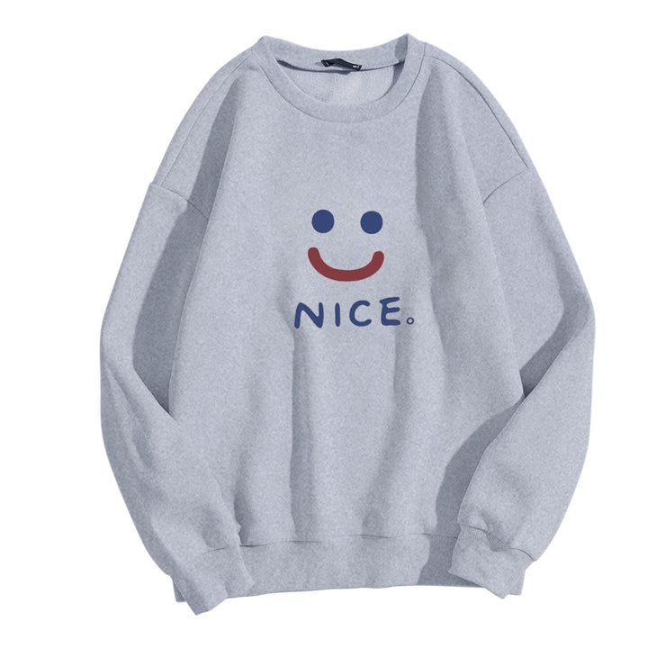 Women casual sweatshirt with cheerful smile motif Lisslune