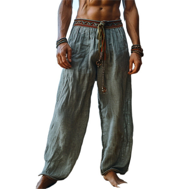 Men's casual beach pants with elastic waistband and high-quality material Lisslune