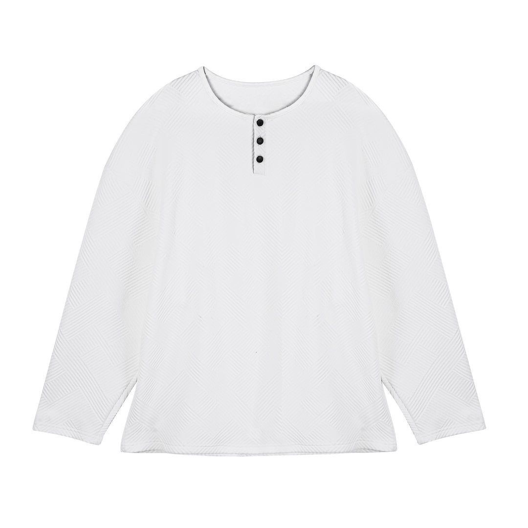 Men's long-sleeve shirt with button-down collar and textured pattern Lisslune