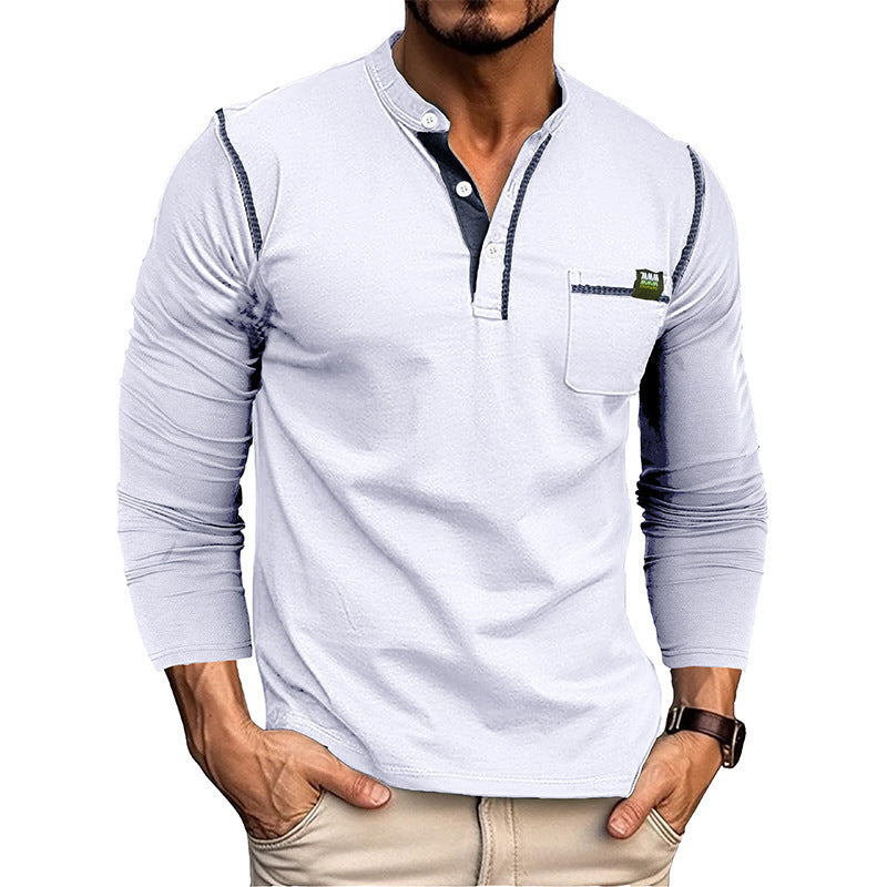 Men's Long Sleeve Henley Shirt with Modern Textured Design Lisslune