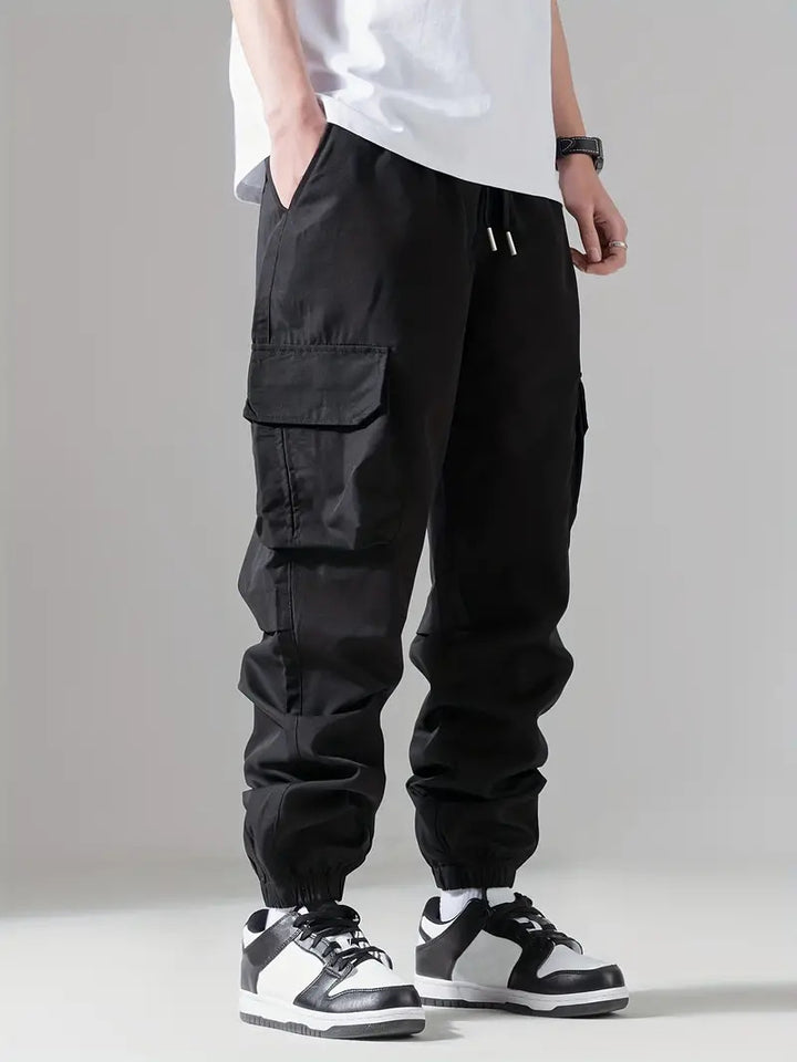 Men's cargo pants with elastic waistband and multifunctional pockets Lisslune