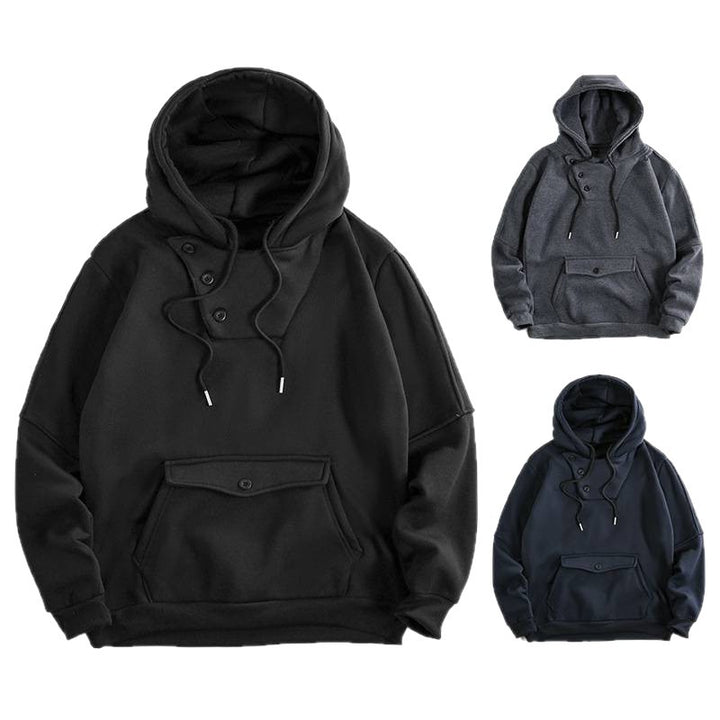 Men's casual hoodie with button details and practical pockets Lisslune