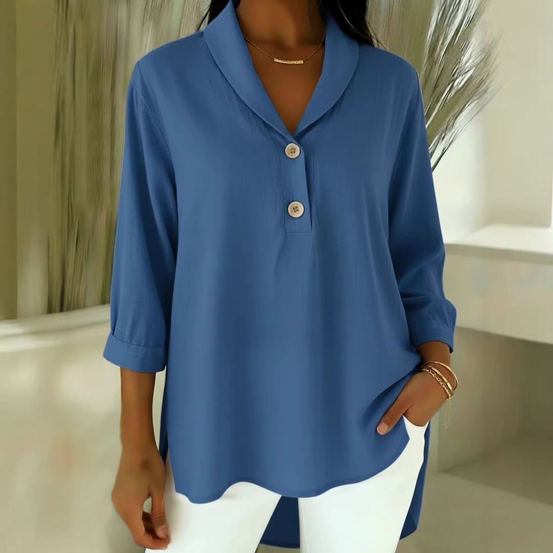 Damen Elegantes Hemd mit modernem Kragen und Knopfdetails Lisslune