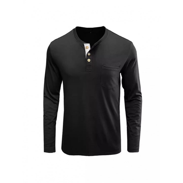 Men's Long Sleeve Shirt with Fashionable Stand-Up Collar and Elegant Button Placket Lisslune