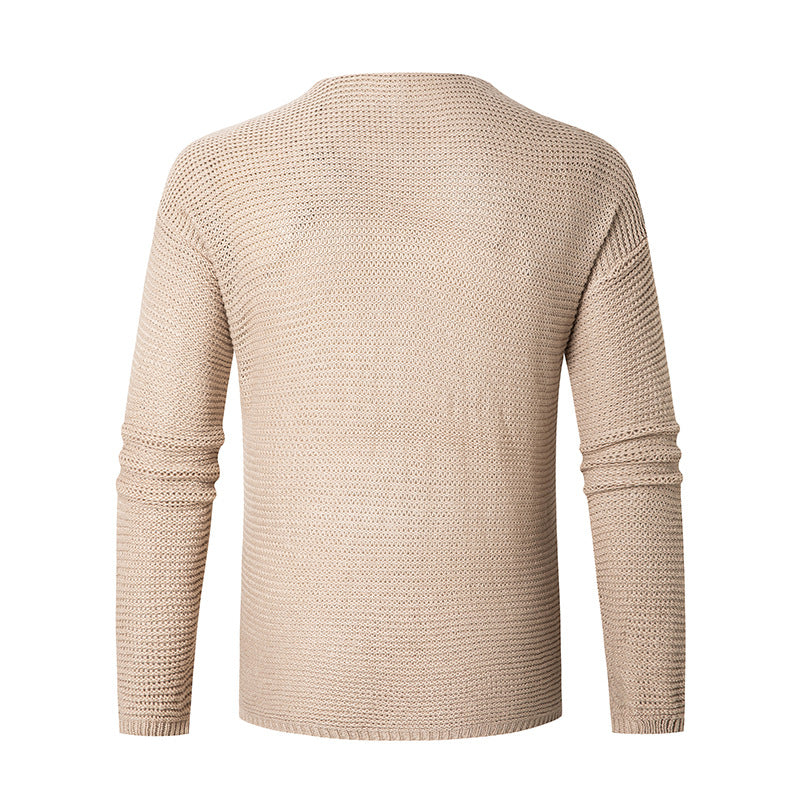 Men's casual knit pullover with V-neck and airy stitches Lisslune