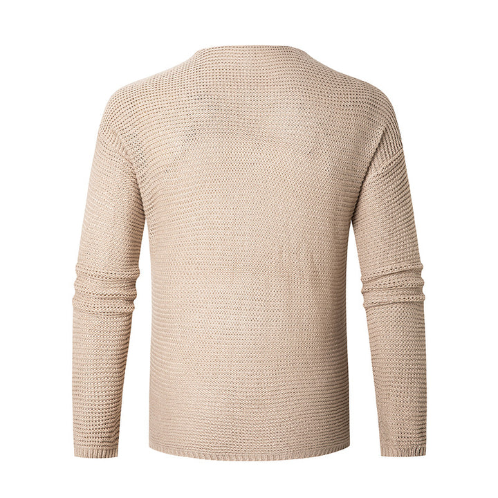 Men's casual knit pullover with V-neck and airy stitches Lisslune