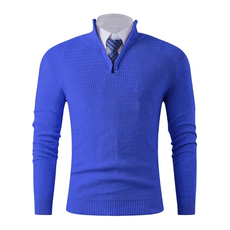 Men's knitted sweater with modern stand-up collar and textured design Lisslune