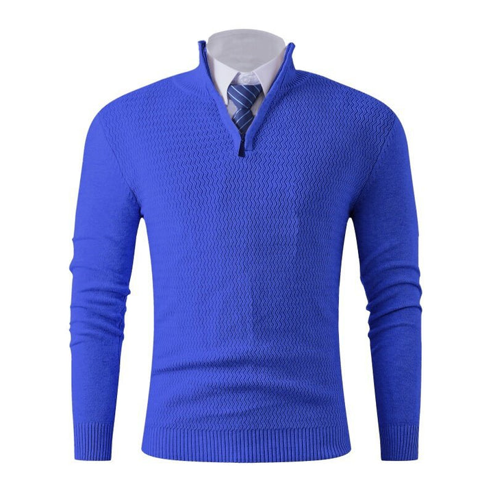 Men's knitted sweater with modern stand-up collar and textured design Lisslune