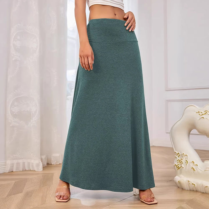 Women's maxi skirt made of soft jersey with elastic waistband and flowing cut Lisslune