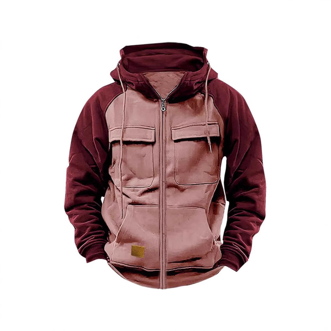 Men's sporty hooded jacket with practical breast pockets and warm fleece material Lisslune