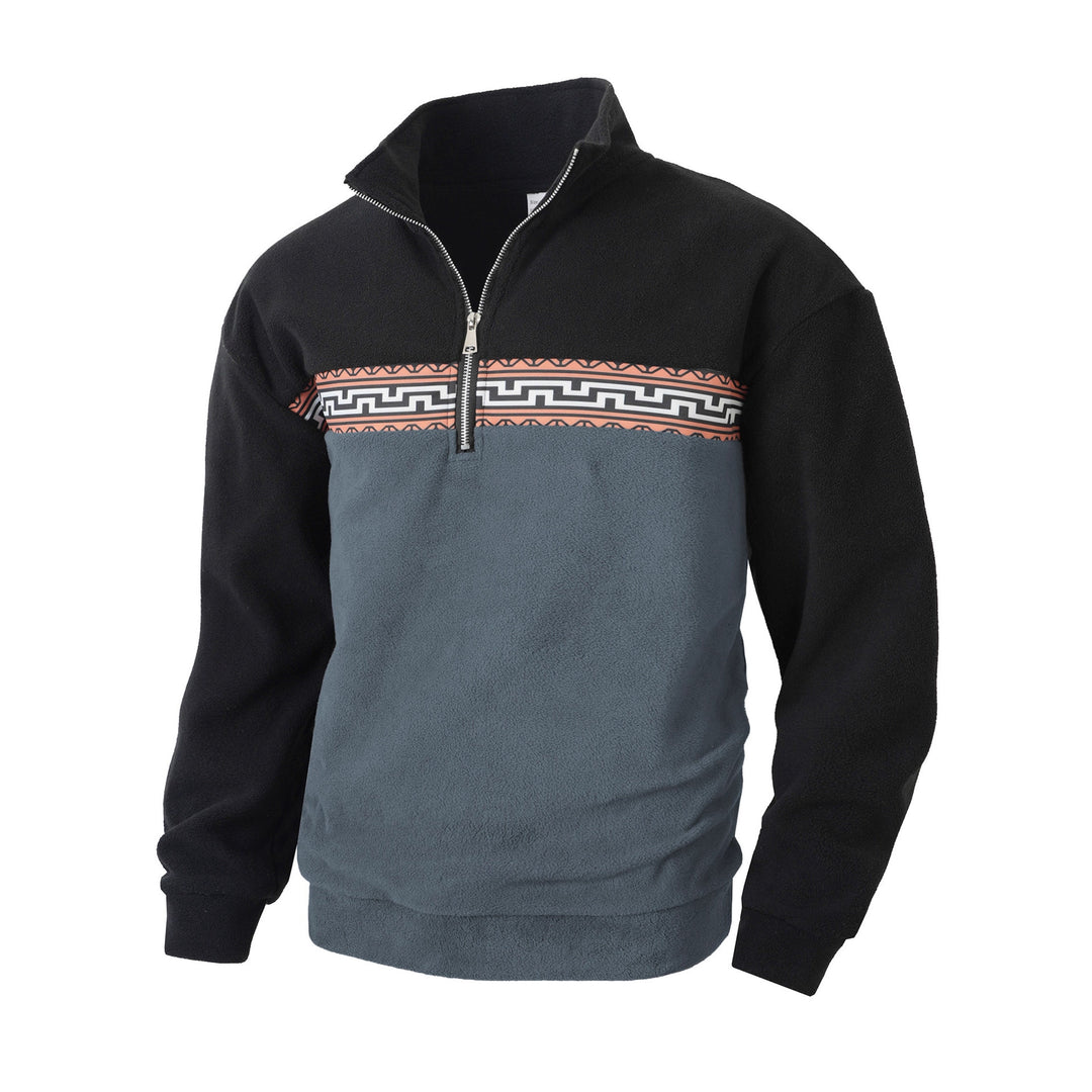 Men's fleece pullover with modern zipper and creative design Lisslune