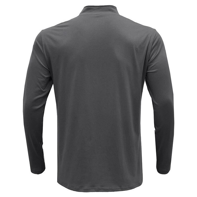 Men's Long Sleeve Shirt with Stand-Up Collar and Half Zipper Lisslune