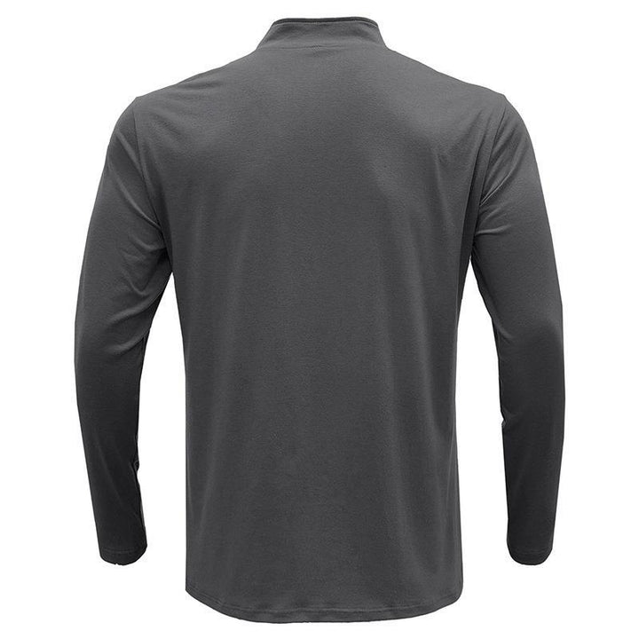 Men's Long Sleeve Shirt with Stand-Up Collar and Half Zipper Lisslune