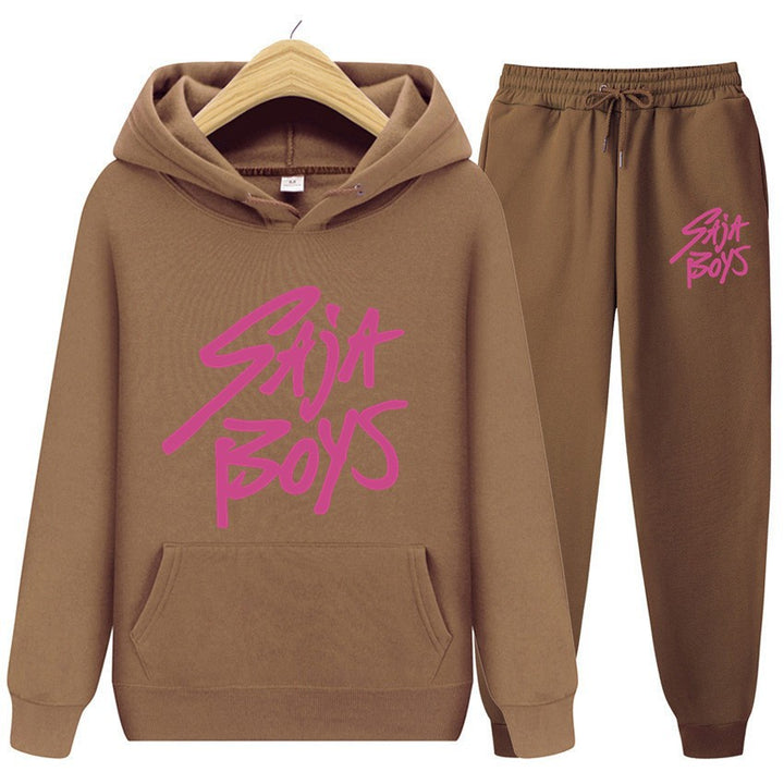 Women's hoodie and jogger set with modern graphic print Lisslune
