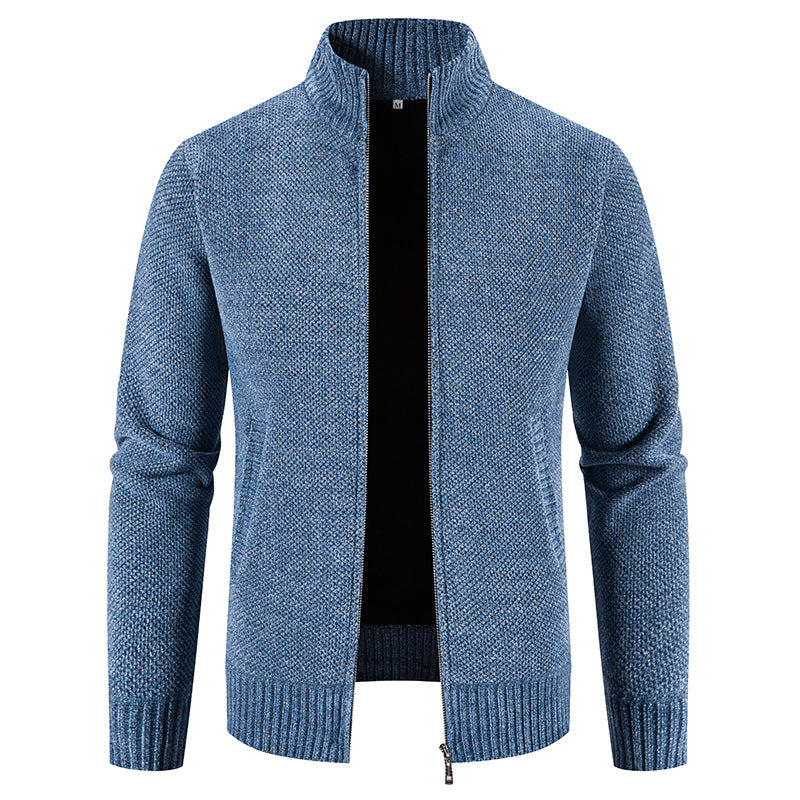Men's fashionable cardigan with high collar and zipper Lisslune
