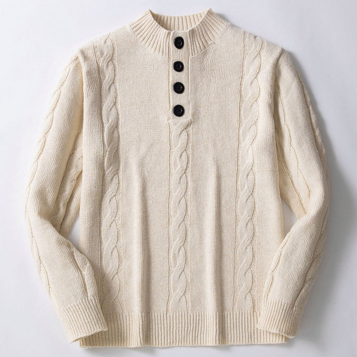 Men's knitted sweater with modern cable pattern and practical high neckline Lisslune