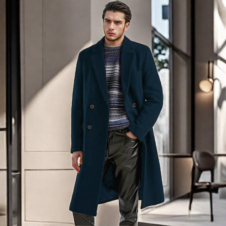Men's classic wool coat with double-breasted buttons Lisslune