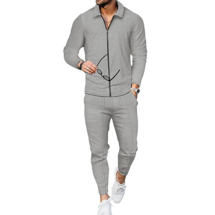 Men's fashionable tracksuit with textured top and modern pants Lisslune