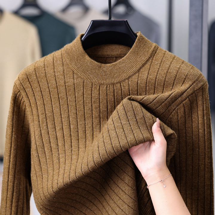 Men's knit sweater with modern rib design and high collar Lisslune