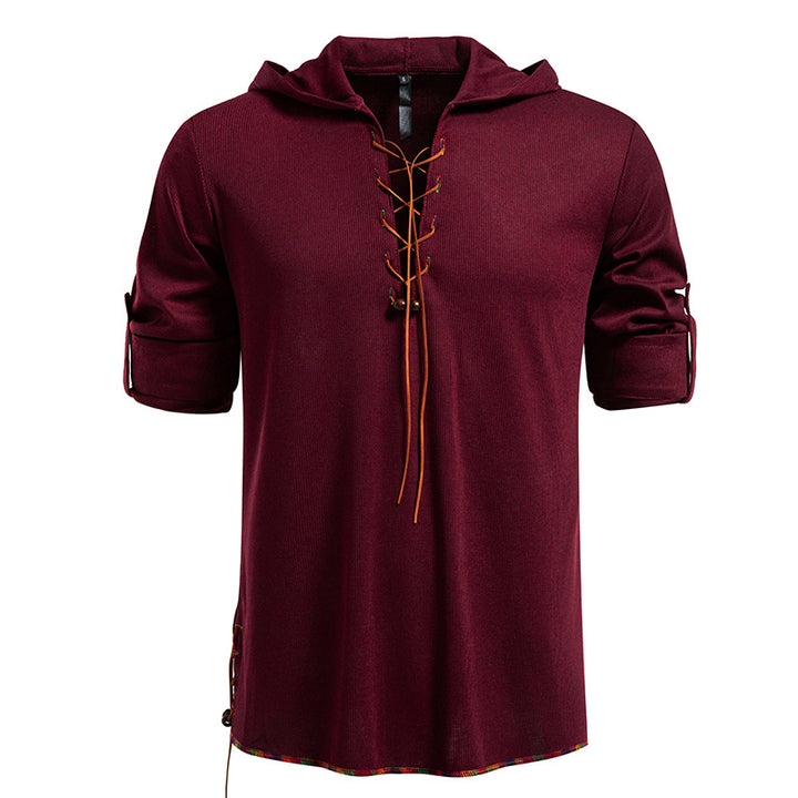 Men's casual hoodie with decorative lacing Lisslune
