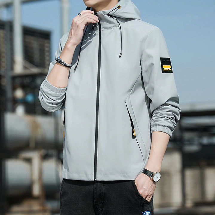 Men's sporty windbreaker with practical zipper and adjustable hood Lisslune