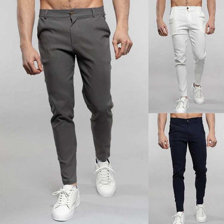 Men's stylish slim-fit suit trousers with modern details Lisslune
