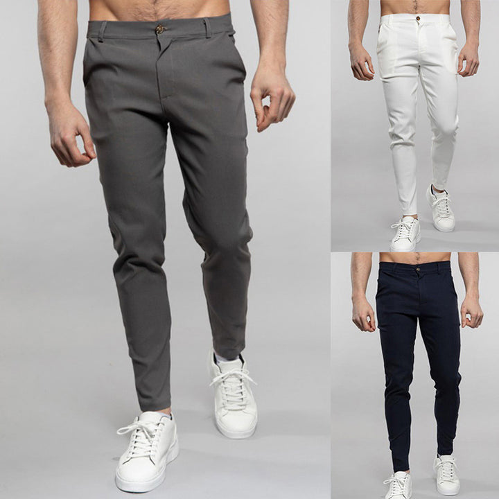 Men's stylish slim-fit suit trousers with modern details Lisslune