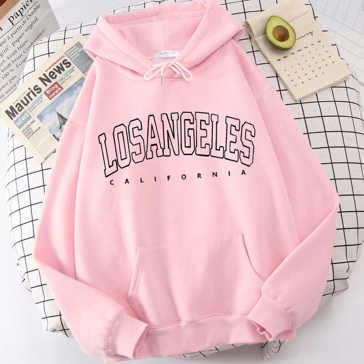 Women's hoodie with modern Los Angeles print and loose fit Lisslune
