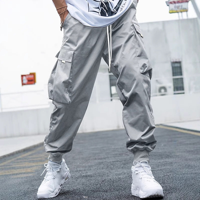 Men's casual utility pants with practical pockets and elastic hem Lisslune
