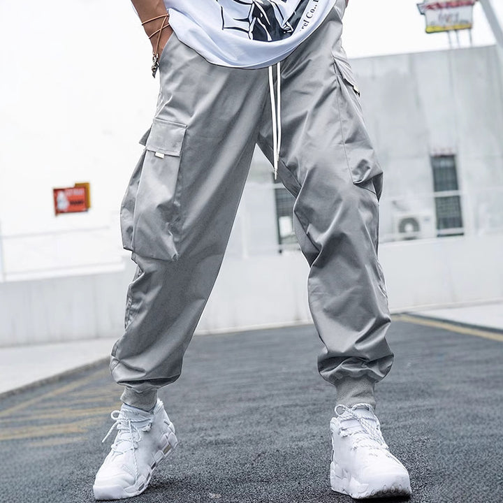 Men's casual utility pants with practical pockets and elastic hem Lisslune